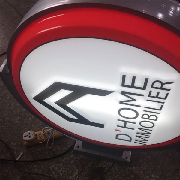 Signage for Outdoor LED Light Box Aluminum Acrylic Waterproof Round Blade